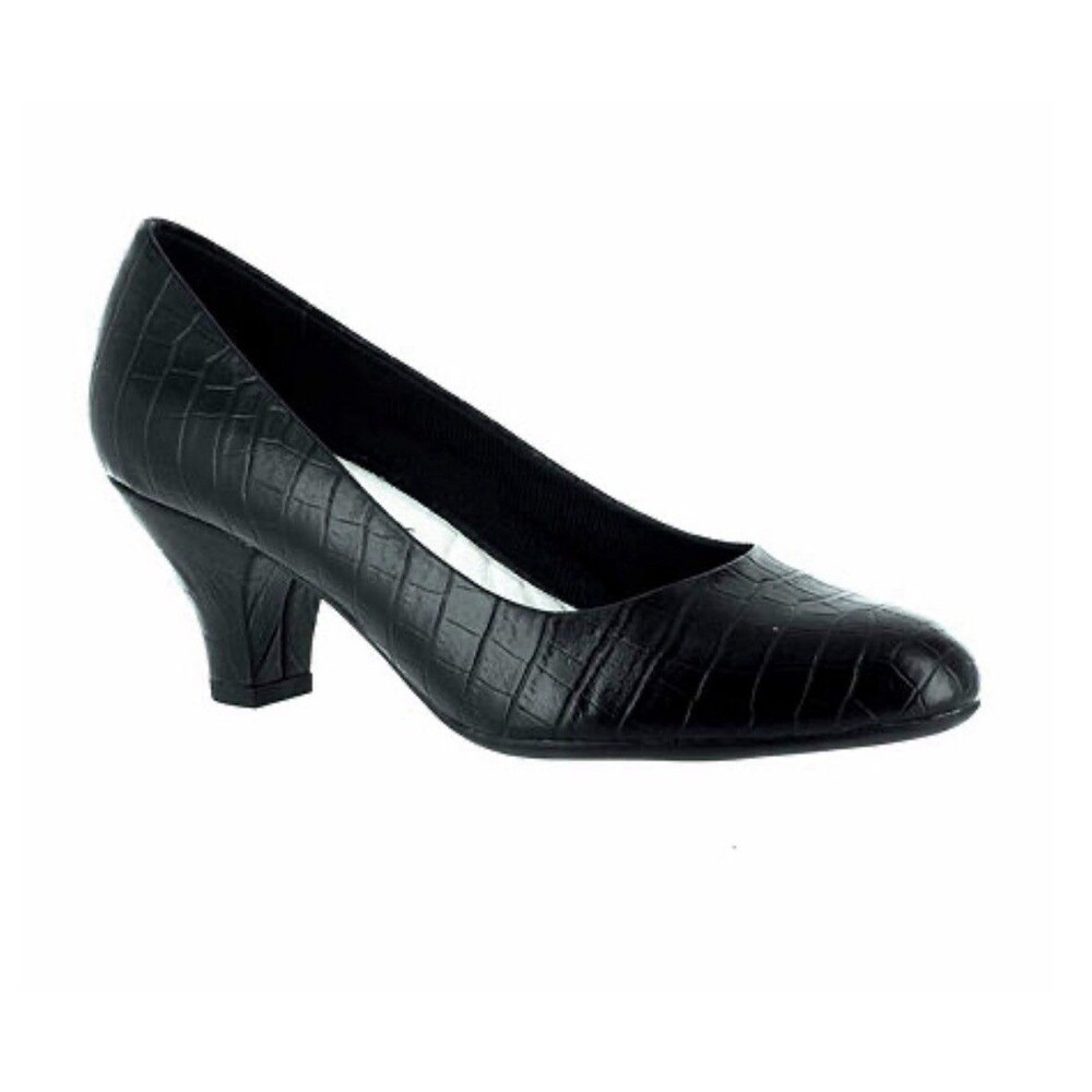 Easy Street Women's Fabulous Comfort Pump Black Croco Shoes - Size 7.5 Wide